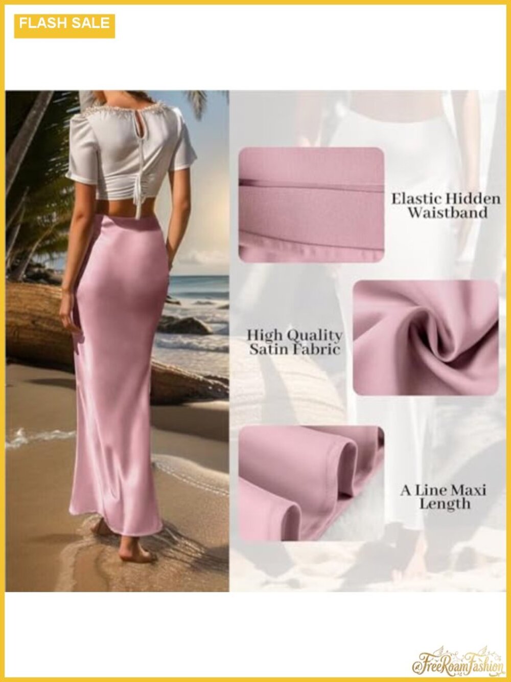 Satin Maxi Skirt High Waist Fishtail Long Formal Party Skirt - Picture 4 of 5
